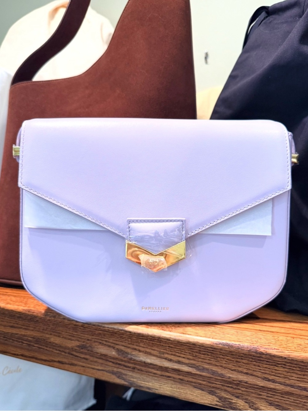 🔥NWT‼️DeMellier London Lilac Leather Crossbody Bag with Gold Hardware - Med Size